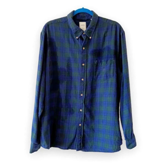 Chaps Ralph Lauren Blue Plaid Cotton Flannel Button Down Size XL‎ Black Watch - Picture 1 of 7